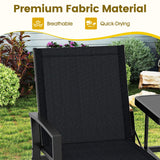 Tangkula Patio Loveseat with Built-in Table with Breathable Fabric Back