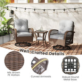 Tangkula 3 Piece Patio Swivel Rocker Set with Tempered Glass Side Table