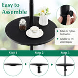Tangkula 20” Outdoor Adjustable Umbrella Table, Round Umbrella Table Tray w/ 1.5” Umbrella Hole