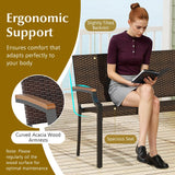 Tangkula Stackable Patio Wicker Loveseat Bench