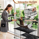Tangkula Indoor Cat Cage 3-Tier Cat Enclosure Detachable Metal Wire Kennel