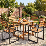 Tangkula Acacia Wood Patio Armchairs w/Heavy-Duty Metal Frame (2/3/4/6)