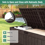 Tangkula Outdoor Storage Box | Waterproof PP Resin Patio Storage Box with Lockable Lid