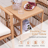 Tangkula 5 Piece Patio Wicker Sofa Set, Rattan Conversation Set with Back Cushions (Natural)