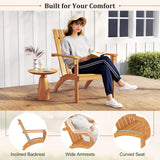 Tangkula Acacia Wood Patio Adirondack Chair with Inclined Seat and High Backrest for Porch