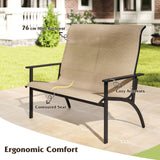 Tangkula Outdoor Adirondack Bench Chair with High Back and Armrests
