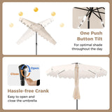 Tangkula 10 FT Outdoor Patio Umbrella with Solar LED Lights and Weighted Base-Beige