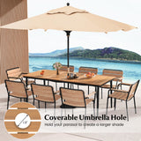 Tangkula Outdoor Dining Table for 8, 79 Inch Acacia Wood Patio Table with 1.9” Umbrella Hole