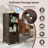 Tangkula Rattan Outdoor Storage Cabinet with 3 Shelves