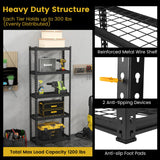 Tangkula 5-Tier Garage Storage Shelves, Heavy Duty Metal Storage Shelving Unit, 27.5" L x 12" W x 66" H