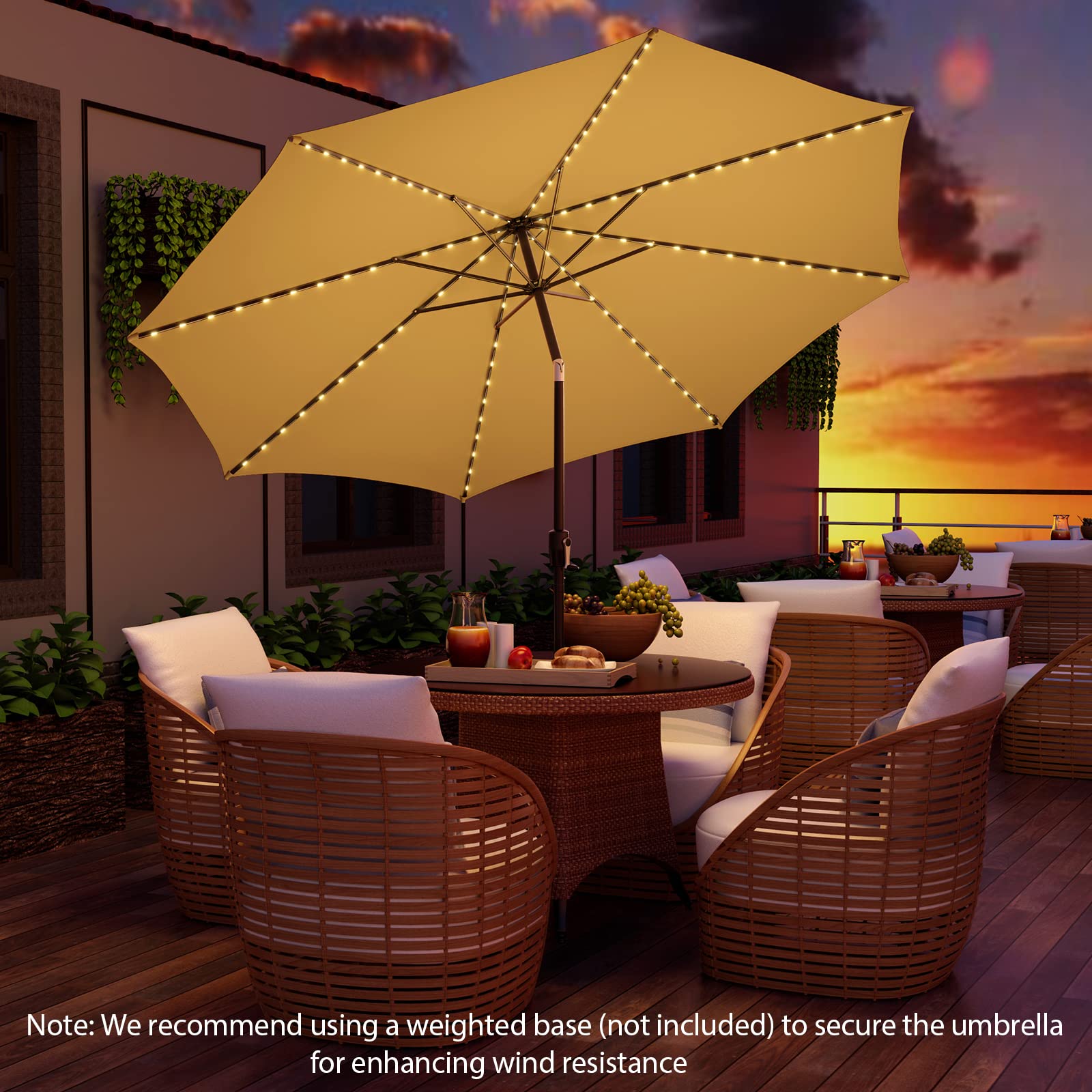 10 foot patio umbrella with lights HOMSHADE 10ft Solar LED Cantilever Base Included, Premium 220GSM Solution-Dyed Fabric, 5-Year Fade-Resistant, 30 MPH Windproof, 45 Infinite Tilt for Backyard, Deck, Pool (Red) : Patio, Lawn powered LED lights that will light up your night and create a place of peace that you can enjoy. Polytrends 10 Ft. Solar Power