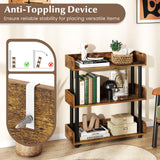 Tangkula 3-Tier Bookshelf Multipurpose Wood Standing Display Rack with Back and Side Panels