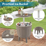 Tangkula 10 Gallon Cooler Bar Table, Outdoor Cooler Side Table w/Telescopic Tabletop, 3-in-1 Coffee Table Ice Bucket for Beer & Wine