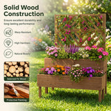 Tangkula 2-Tier Wooden Raised Garden Bed with Trellis