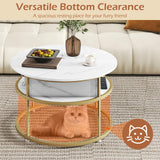 Tangkula Lift Top Coffee Table 31.5" Round Center Table with Hidden Compartment & Side Shelves