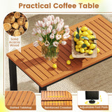 Tangkula Patio Furniture Set Outdoor Conversation Set with Acacia Wood Coffee Table