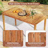 Tangkula Rectangular Outdoor Dining Table with Slatted Tabletop