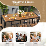Tangkula Outdoor Dining Table for 8, 79 Inches Acacia Wood Patio Table with 1.9 Inches Umbrella Hole