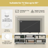 Tangkula White TV Stand for TV up to 55 Inch, TV Console Table with 6 Cubbies, 5 Positions Adjustable Shelves