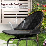 Tangkula Rattan Swivel Barstools Set