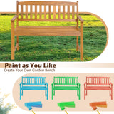 Tangkula Outdoor Acacia Wood Bench, 2-Person Garden Bench with Backrest and Armrests
