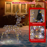 Tangkula 4.6 FT Christmas 3D Lighted Reindeer, Pre-Lit Rattan Buck with Large Antlers & 170 LED Lights