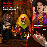 Tangkula 2 Pack Halloween Animated Tabletop Clown & Grim Reaper Decorations