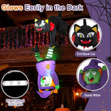 Tangkula 6.2 FT Halloween Hanging Inflatable Witch & Black Cat Decorations
