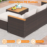 Tangkula 5 Piece Outdoor Patio Furniture Set L Shaped Rattan Cushioned Chairs & Coffee Table Set
