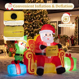 Tangkula Christmas Inflatable Santa Claus on Sofa with Elf & Gift Boxes