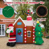 Tangkula 7 FT Christmas Inflatables Ginger House with Santa Claus & Christmas Tree