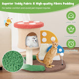 Tangkula 23.5 Inch Mushroom Cat Tree, Cute Cat Tower with Full-Wrapped Sisal Post, Scratching Board & Spring Ball