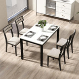 Tangkula Dining Table Set for 4 w/Faux Marble Tabletop