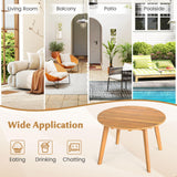 Tangkula 24.5 Inch Outdoor Acacia Wood Round Accent Bistro Patio Table with Slatted Tabletop