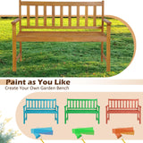 Tangkula Outdoor Acacia Wood Bench, 2-Person Garden Bench with Backrest and Armrests