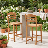 Tangkula 29.5" Solid Acacia Wood Bar Stool with Backrest and Footrest (1/2/4)