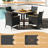 Tangkula 5 Pieces Patio Dining Table Set for 4 Seat Cushions & Acacia Wood Tabletop