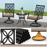 Tangkula Patio Swivel Dining Chairs Set of 2, Heavy Duty Metal Outdoor Dining Chairs with Thick Cushions