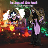 Tangkula 5.6 FT Halloween Animated Vampire with Creepy Doll, LED Eyes, Vocally Triggered Sound & Motion Effects