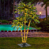 Tangkula 6FT Christmas Lighted Triple Palm Tree
