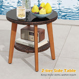 Tangkula 3 Pieces Patio Wicker Furniture Set with Acacia Wood Frame