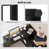 Tangkula L-Shaped 48" Reversible Corner Writing Desk with 2-Way Cabinet & 4 Storage Compartments