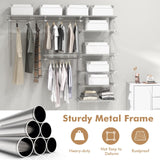 Tangkula 4 to 6 FT Custom Closet Organizer System Kit, Wall-Mounted Storage Organizer with Wire Shelving and Hanging Rods