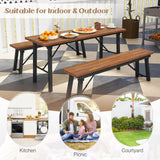 Tangkula Outdoor Dining Table for 4-6, No Assembly Foldable 59 Inches Narrow Patio Dining Table