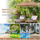 Tangkula 8Ft Tiki Patio Umbrella, Hawaiian Style Outdoor PE Grass Umbrella with Tilt Adjustment