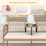 Tangkula Outdoor Loveseat with Built-in Coffee Table