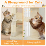 Tangkula 44 Inch Multi-Level Cat Tower with Sisal Scratching Posts