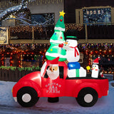 Tangkula Christmas 8 FT Inflatable Santa Claus Driving a Car with LED Lights & Air Blower