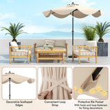 Tangkula 9Ft Patio Umbrella, Outdoor Umbrella with Crank Handle, Push Button Tilt, 2-Tier Beach Umbrella with Sun-Protective Canopy