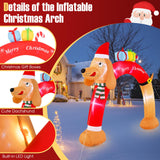 Tangkula 10 FT Lighted Inflatable Christmas Dachshund Arch, Blow Up Christmas Arch w/LEDs & Built-in Air Blower